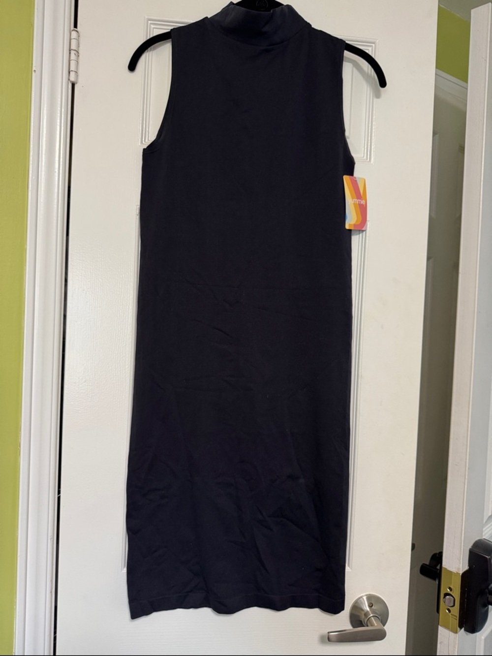 YUMMIE Sleeveless Mock Neck Midi Dress in Black medium BNWT